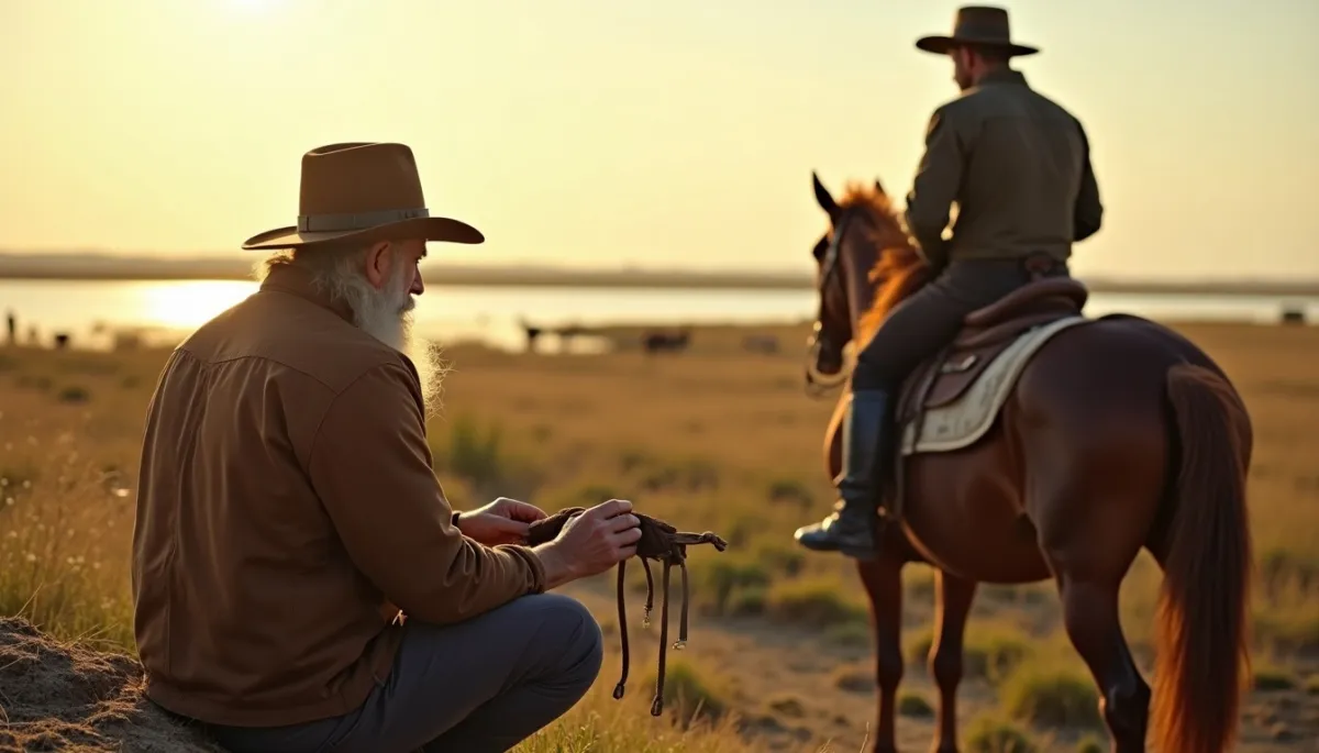 Le harnachement traditionnel : croupière, caveçon et mors à branches du cheval Camargue